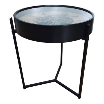 Globo - Masă de cafea cu ceas, Ø 49 cm, neagră