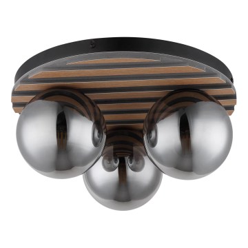 Globo - Plafonieră 3xE27/40W/230V diam. 39 cm maro/fumuriu