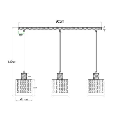 Globo - Lustra suspendată pe cablu 3xE27/60W/230V