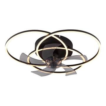 Globo - Ventilator de tavan LED cu lumină reglabilă, 40W/230V, 3000-6500K, negru, cu telecomandă