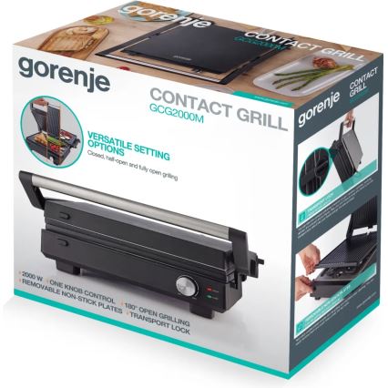 GORENJE GCG2000M - Grătar de contact 1800W/230V, negru