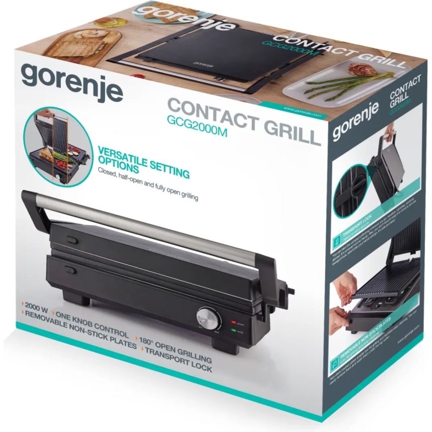 GORENJE GCG2000M - Grătar de contact 1800W/230V, negru