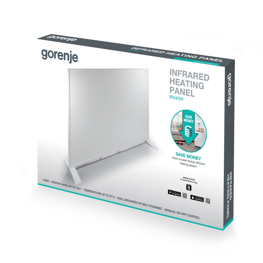 GORENJE IR540W - Panou electric inteligent cu infraroșii 540W, temporizator, Wi-Fi, negru