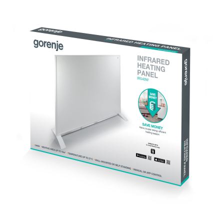 GORENJE IR540W - Panou infraroșu electric inteligent 540 W, temporizator, IP44, Wi‑Fi, alb