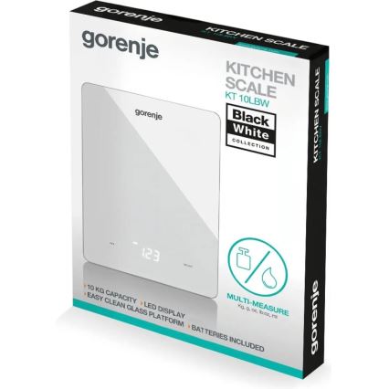 GORENJE KT10LBW - Cântar de bucătărie digital, 3xAAA, alb