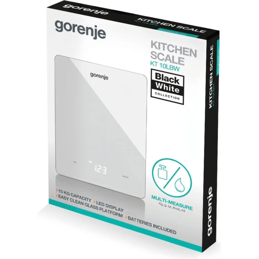 GORENJE KT10LBW - Cântar de bucătărie digital, 3xAAA, alb