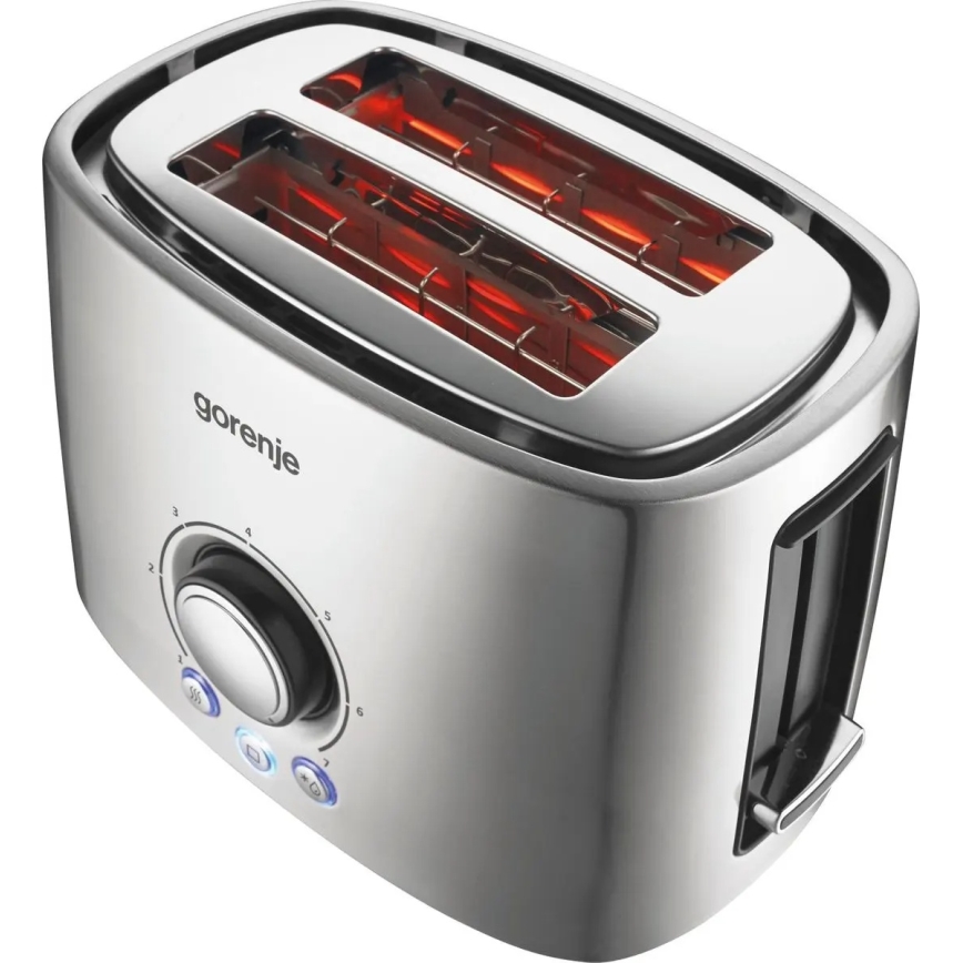 GORENJE T1000E - Prăjitor de pâine cu două fante și suport de încălzire, 1000W/230V, inox
