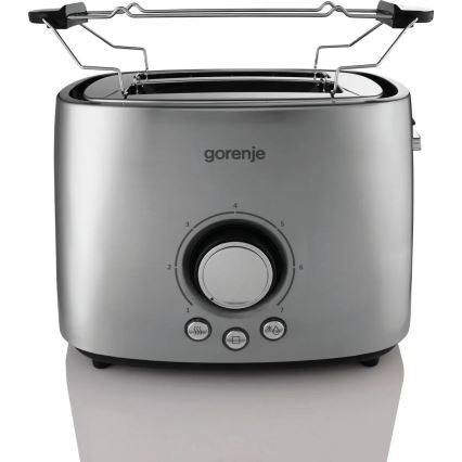 GORENJE T1000E - Prăjitor de pâine cu două fante și suport de încălzire, 1000W/230V, inox