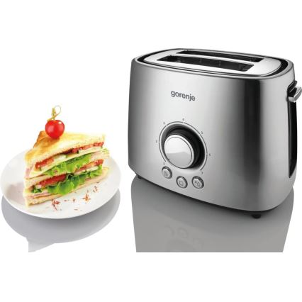 GORENJE T1000E - Prăjitor de pâine cu două fante și suport de încălzire, 1000W/230V, inox