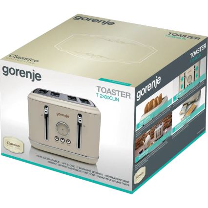 GORENJE T2300CLIN - Prăjitor de pâine pentru 4 felii 1150W/230V bej
