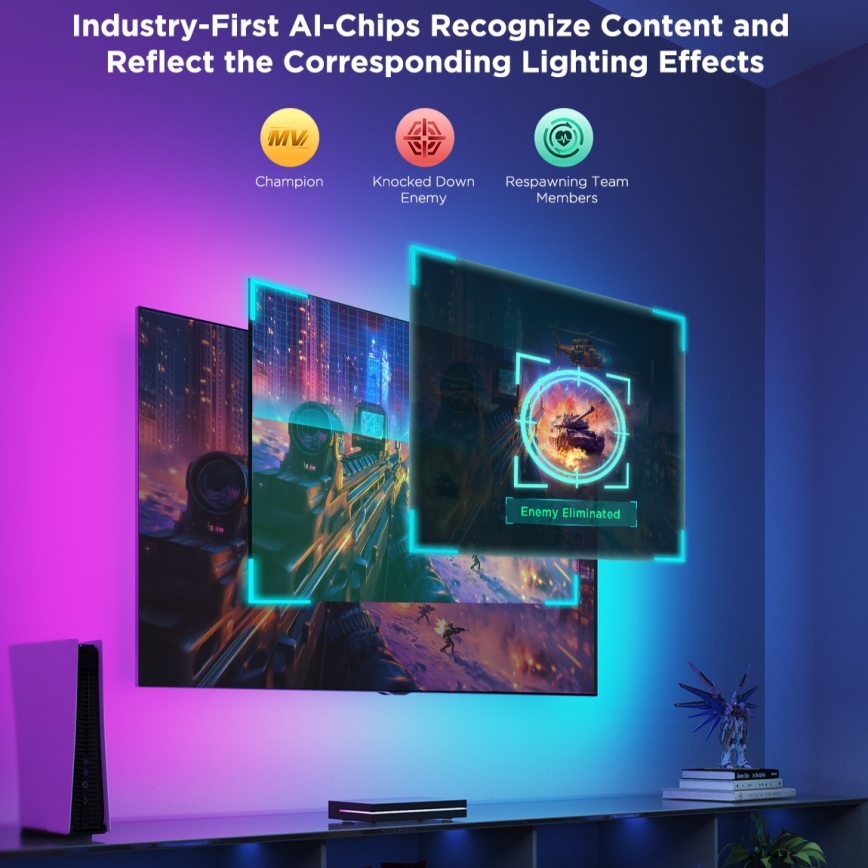 Govee - AI Sync Box 2 Iluminare RGBICW pentru Smart TV 55-65 Wi-Fi