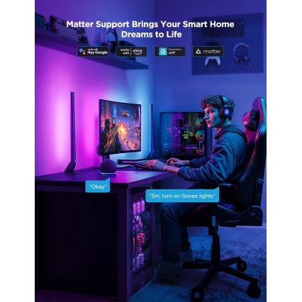 Govee - AI Sync Box Kit 2 Set iluminare PC inteligent pentru monitoare 27-34 + panouri LED Wi-Fi