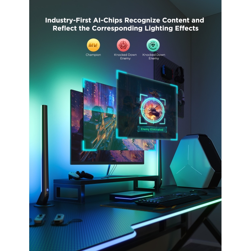 Govee - AI Sync Box Kit 2 Set iluminare PC inteligent pentru monitoare 27-34 + panouri LED Wi-Fi