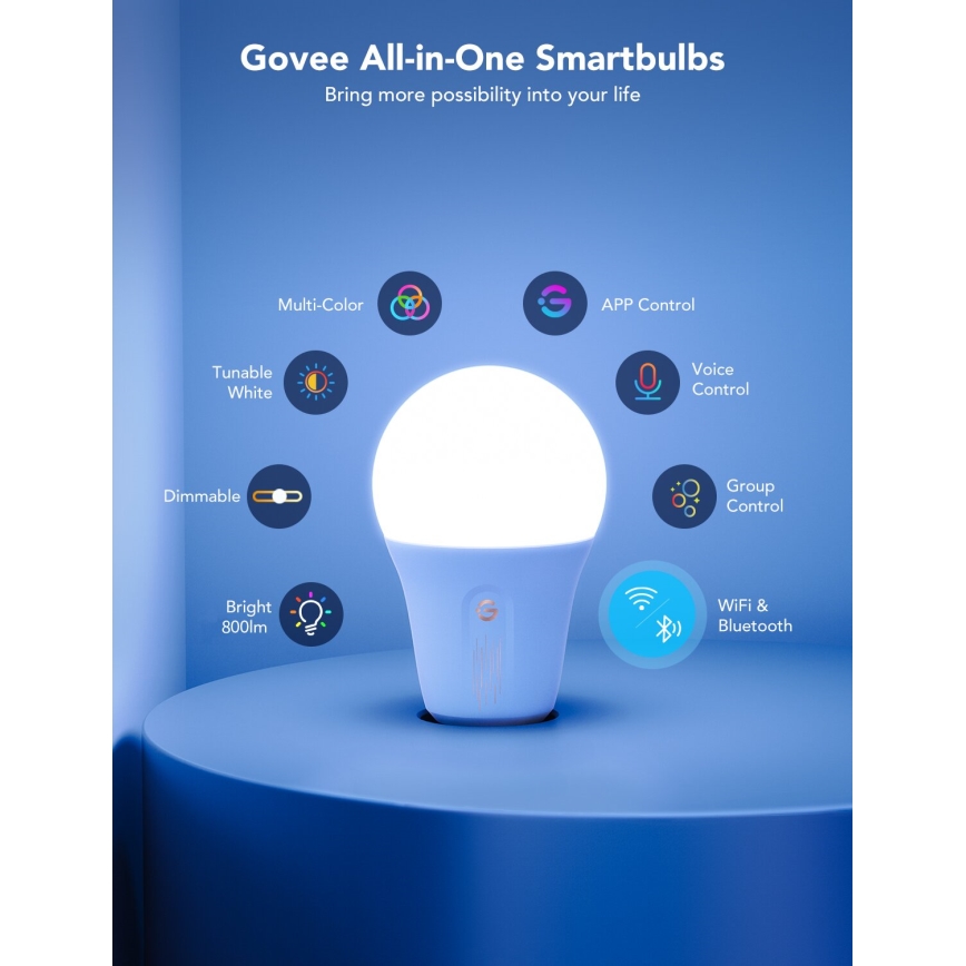 Govee - Bec LED RGBWW dimabil Smart MATTER E27/12W/230V 2700-6500K Wi-Fi