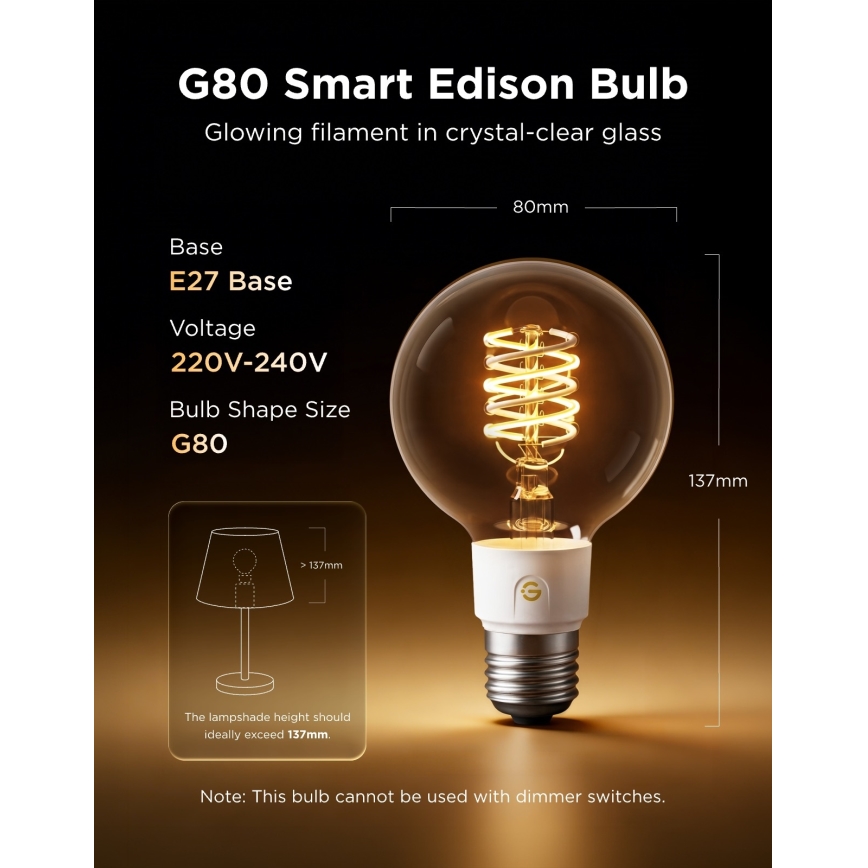 Govee - Bec LED RGBWW dimabil Smart MATTER G80 E27/5W/230V 2700-6500K Wi-Fi
