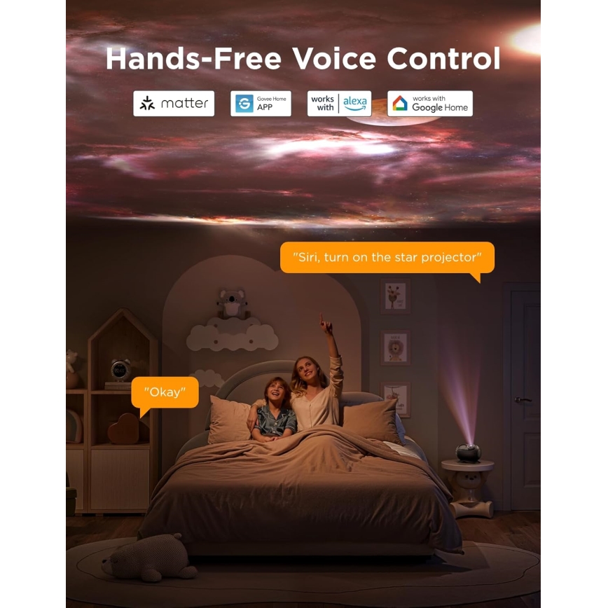Govee Galaxy Light Projector 2 Pro Matter cu difuzor Wi‑Fi