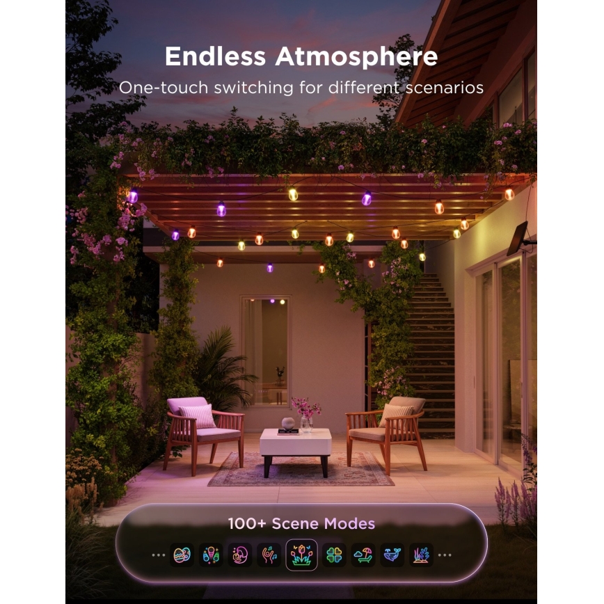 Govee - Ghirlandă solară LED RGBICW 8xLED/6W/5V Wi-Fi Matter IP67