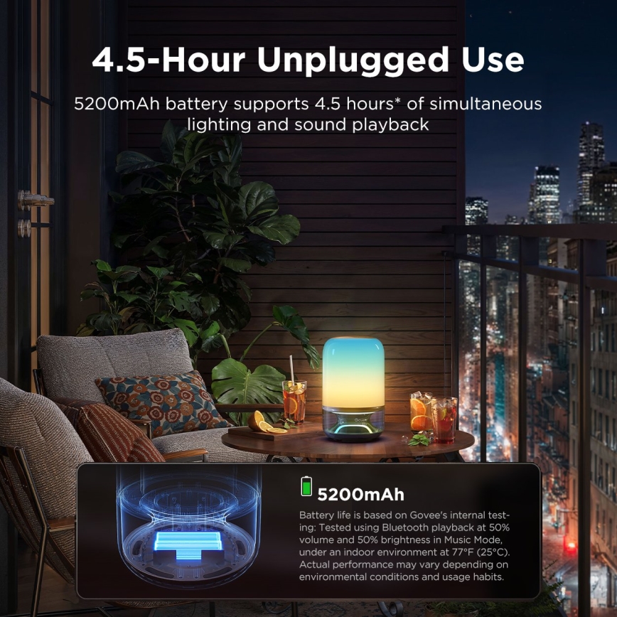 Govee - Lampă de masă LED RGBW reglabilă cu difuzor, 36W/12V, Wi‑Fi