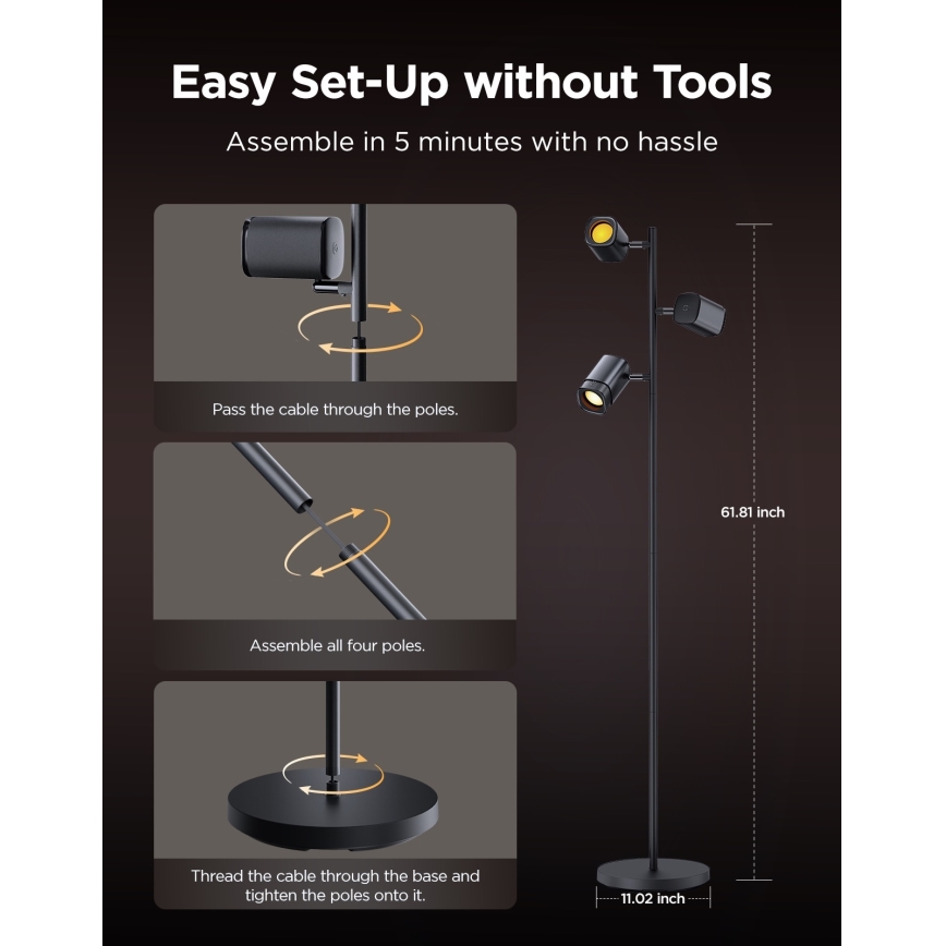 Govee - Lampă de podea LED dimmabilă TREE MATTER RGBICWW/48W/230V Wi-Fi