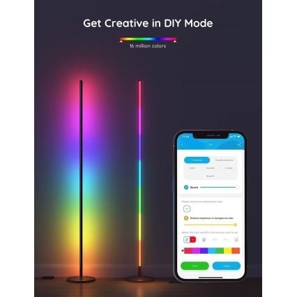 Govee - Lampă de podea LED RGBW reglabilă LITE MATTER LED/24W/230V Wi-Fi