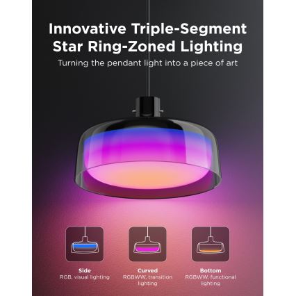 Govee - Lampă suspendată LED RGBICWW, reglabilă, cu cablu, LED/21W/230V, finisaj mat, Wi‑Fi