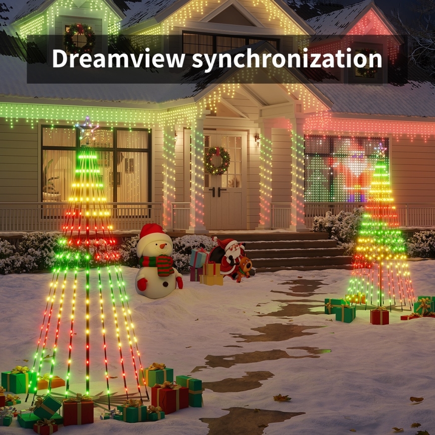 Govee - Brad de Crăciun LED RGBIC cu stea, 15 W, 230 V, IP65, 1,8 m, compatibil cu Matter, Wi‑Fi