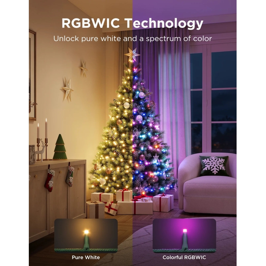 Govee - LED RGBWIC Instalație luminoasă de Crăciun pentru exterior 2700-6500K 30m Wi-Fi Matter IP65