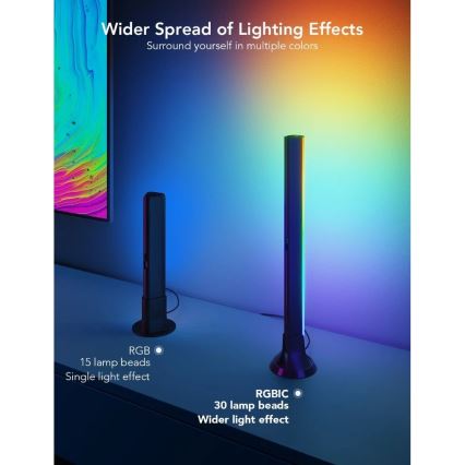 Govee - Panou SMART LED RGBIC 38 cm pentru TV 43-75 - set de 2 bucăți Wi-Fi