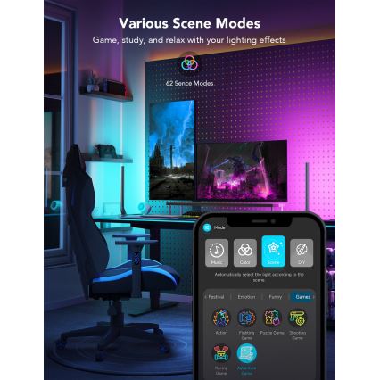 Govee - Panouri LED Smart Wi-Fi pentru gaming + Telecomandă duală Smart, alb (Wi-Fi)