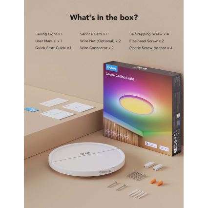 Govee - plafonieră LED RGBICWW dimmabilă, 29W/230V, diam. 30 cm, finisaj mat, Wi-Fi