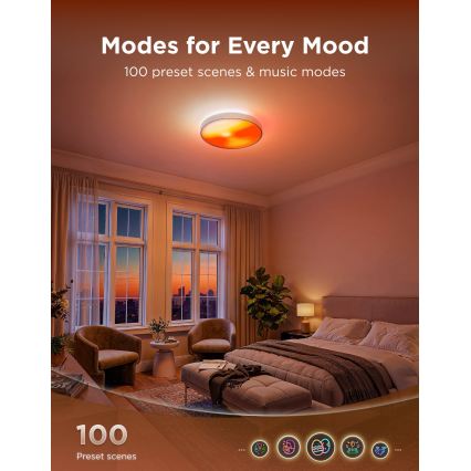 Govee - LED RGBICWW Lampă de tavan dimabilă LED/55W/230V Ø 53 cm Matter Wi-Fi