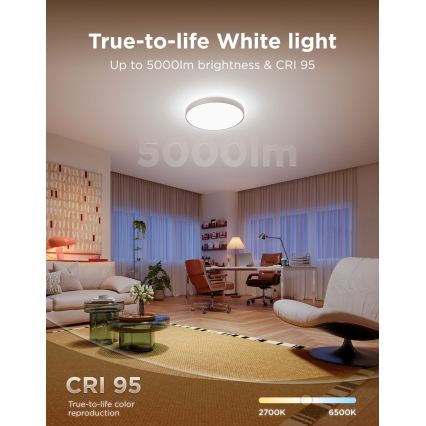 Govee - LED RGBICWW Lampă de tavan dimabilă LED/55W/230V Ø 53 cm Matter Wi-Fi