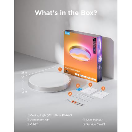 Govee - LED RGBICWW Lampă de tavan dimabilă LED/55W/230V Ø 53 cm Matter Wi-Fi