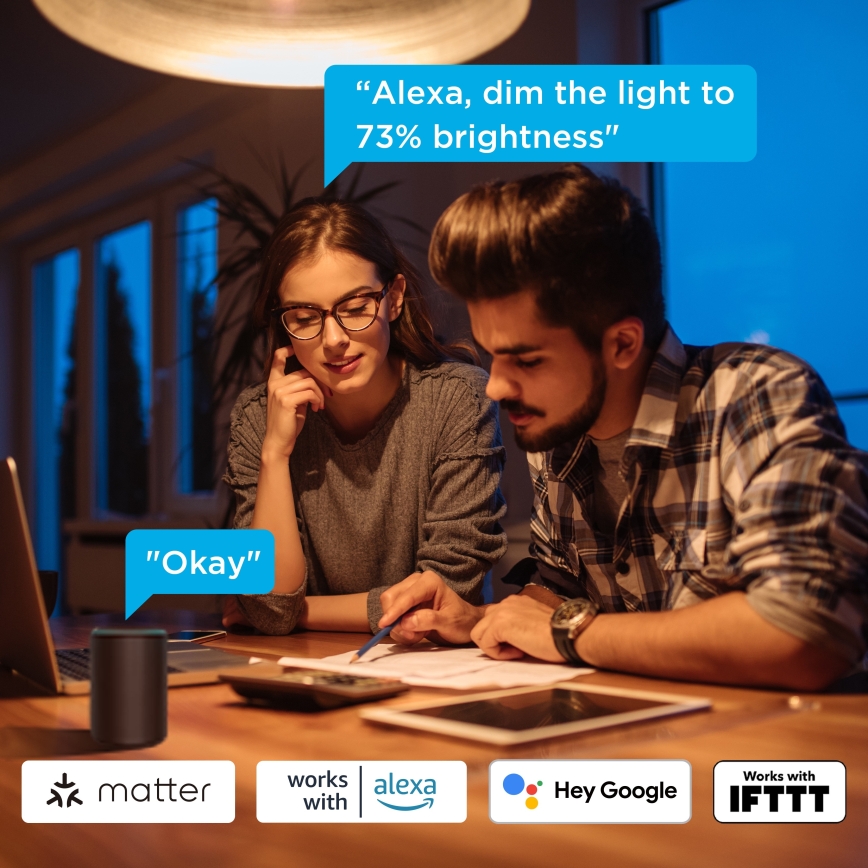 Govee - Set de 2 becuri LED reglabile Smart MATTER A60 E27/9W/230V 2700-6500K Wi-Fi