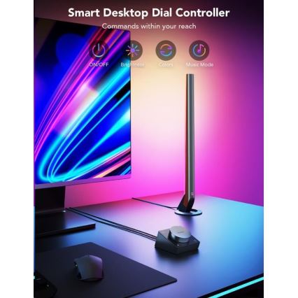Govee - Set 2x Smart Gaming Wi‑Fi LED RGBIC Panely + Smart Dual negru + telecomandă