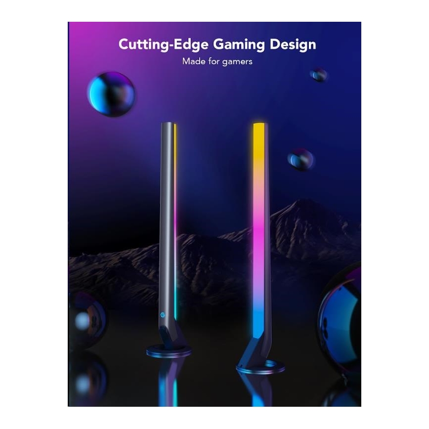Govee - Set 2x Smart Gaming Wi‑Fi LED RGBIC Panely + Smart Dual negru + telecomandă