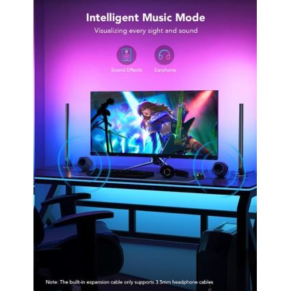 Govee - Set 2x Smart Gaming Wi‑Fi LED RGBIC Panely + Smart Dual negru + telecomandă