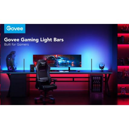 Govee - Set 2x Smart Gaming Wi‑Fi LED RGBIC Panely + Smart Dual negru + telecomandă