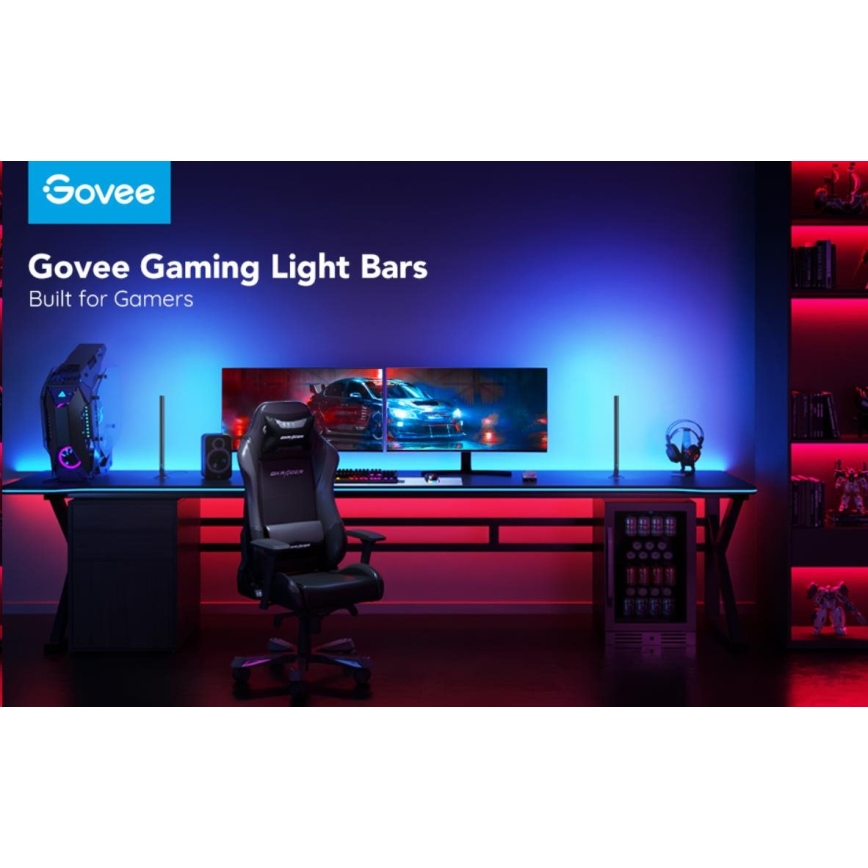 Govee - Set 2x Smart Gaming Wi‑Fi LED RGBIC Panely + Smart Dual negru + telecomandă