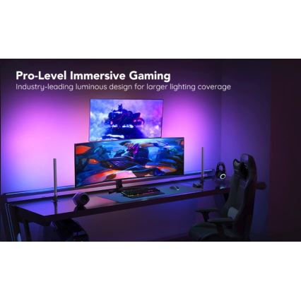 Govee - Set 2x Smart Gaming Wi‑Fi LED RGBIC Panely + Smart Dual negru + telecomandă