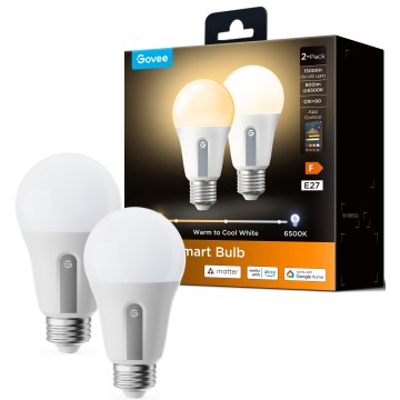 Govee - Set de 2 becuri LED reglabile Smart MATTER A60 E27/9W/230V 2700-6500K Wi-Fi