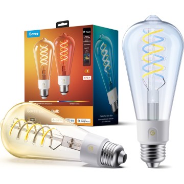 Govee - Set de 2 becuri LED RGBWW dimabile Smart MATTER ST64 E27/5W/230V 2700-6500K Wi-Fi