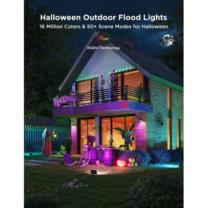 Govee - Set de 4 proiectoare LED RGBICWW reglabile, 24W, 230V, IP66, compatibile cu Matter, Wi-Fi