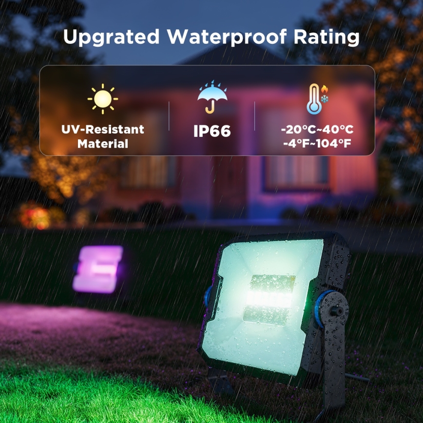 Govee - Set de 4 proiectoare LED RGBICWW reglabile, 24W, 230V, IP66, compatibile cu Matter, Wi-Fi