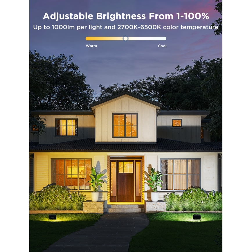 Govee - Set de 4 proiectoare LED RGBICWW reglabile, 24W, 230V, IP66, compatibile cu Matter, Wi-Fi