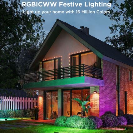 Govee - Set de 4 proiectoare LED RGBICWW reglabile, 24W, 230V, IP66, compatibile cu Matter, Wi-Fi