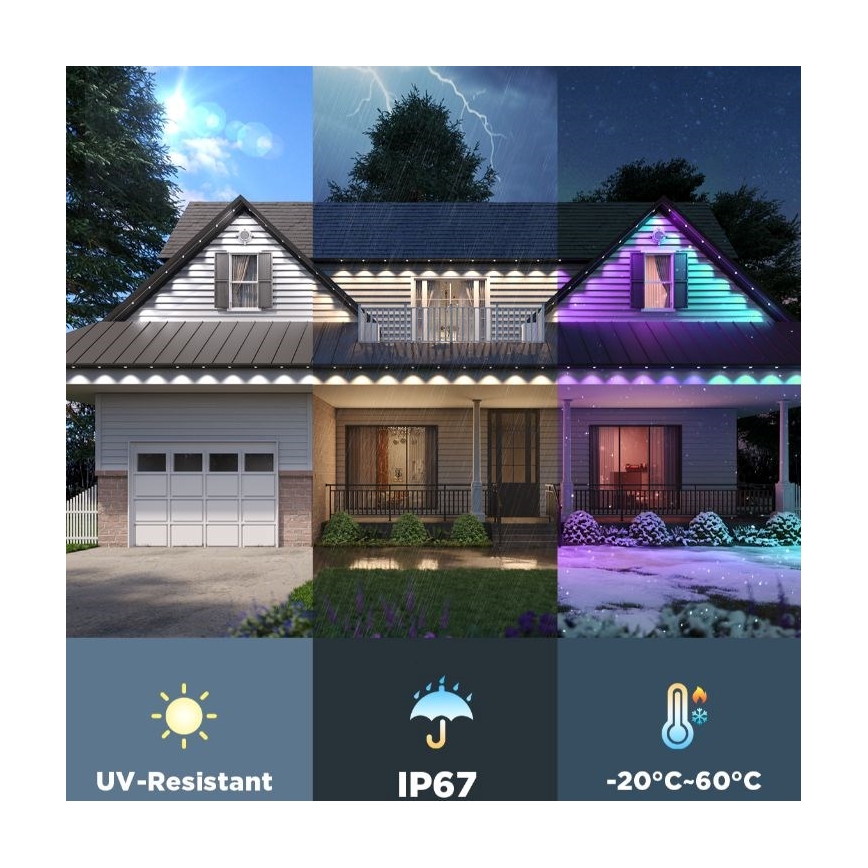 Govee - Șir de spoturi LED RGBIC, 30 m, Wi-Fi, Matter, IP67