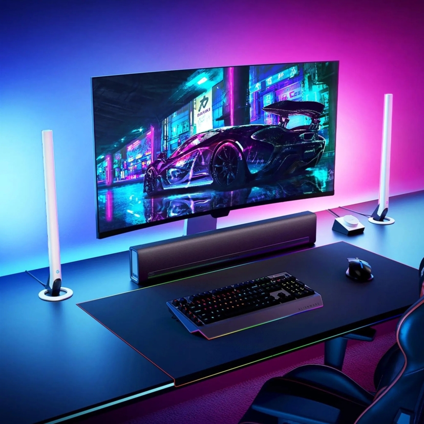 Govee - SET 2x panouri Smart Gaming Wi-Fi LED RGBIC + Smart Dual alb + telecomandă