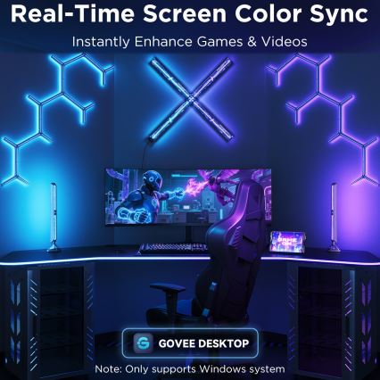 Govee Smart RGBIC Gaming Pro - panouri LED compatibile cu Matter și Wi‑Fi