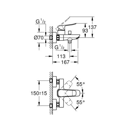 GROHE 1018720000 - Baterie pentru cadă DICE, crom lucios